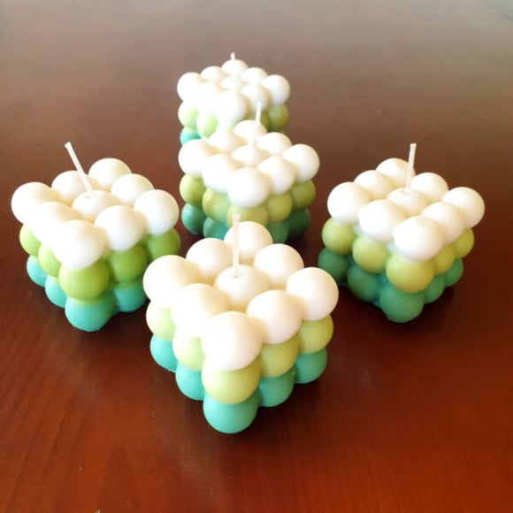 Bubble Cube Candle - Ombre Lime & Coconut